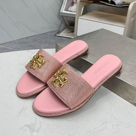 Blush Crystal Luxe Slides
